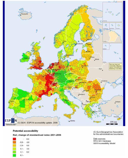 Accessibilità potenziale su ferro: