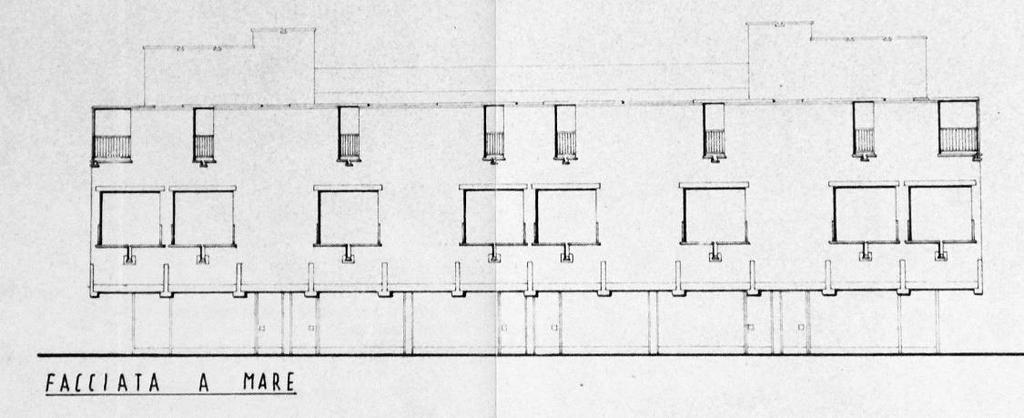 e A-D, facciata a mare,  1963