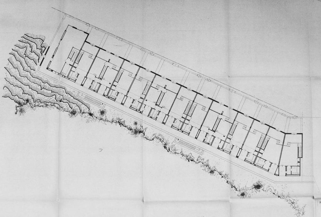 Fig. 142. Comparto Il Porto, blocco A-F, pianta piano secondo, copia eliografica, 16 gennaio 1963 (ccdp).