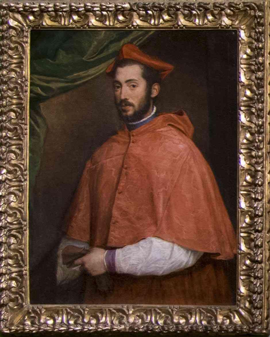 Tiziano Vecellio, Ritratto del cardinale Alessandro Farnese, olio su tela, cm 97x73cm, inv.