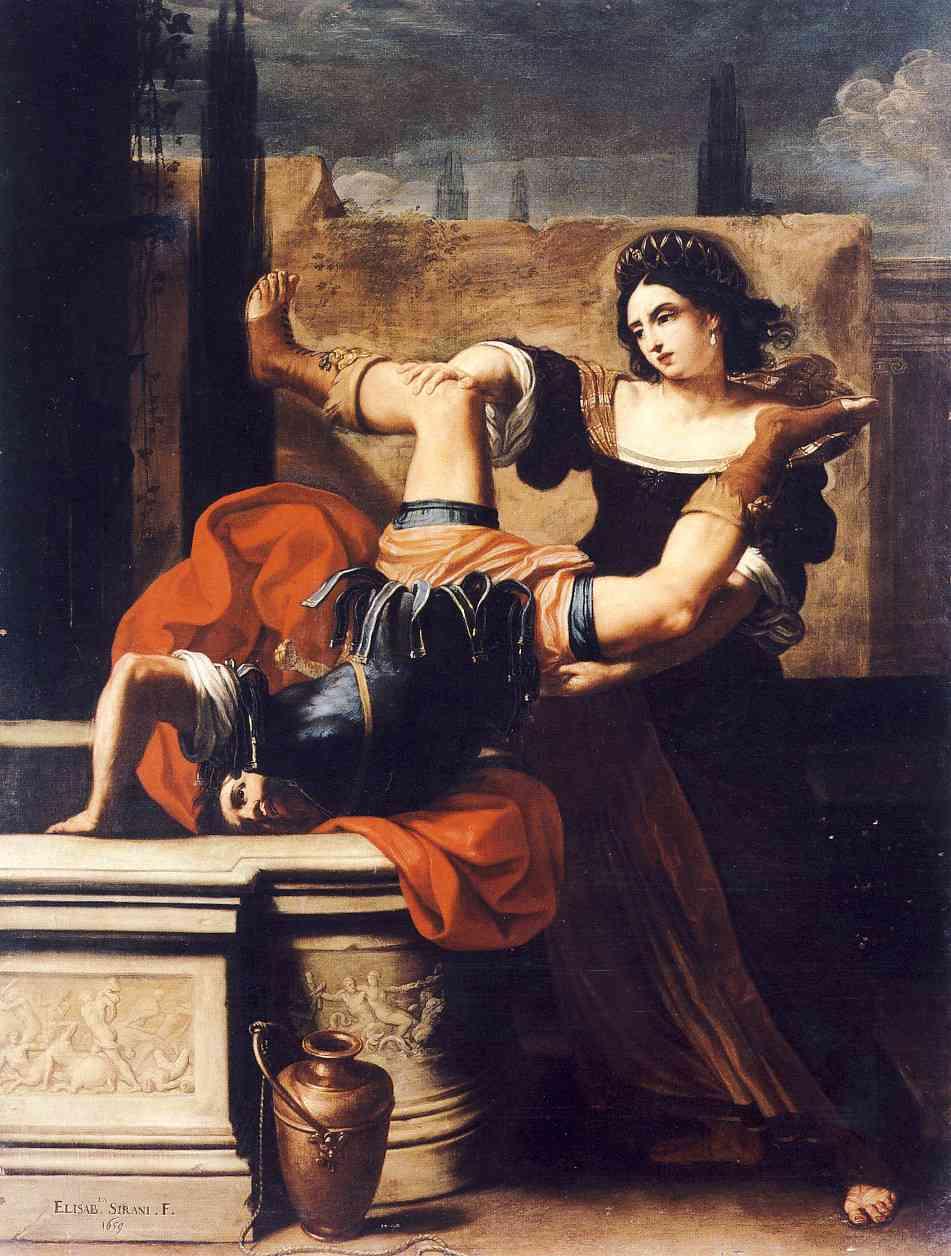 Elisabetta Sirani, Timoclea precipita nel pozzo il capitano di Alessandro Magno, olio The Ladies of the Baroque.