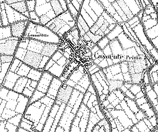 Prima levata Igm 1889 La limitata crescita di Casorate che si può rilevare dal confronto tra le mappe sopra riportate, era dovuta principalmente all isolamento del paese e la condizione di