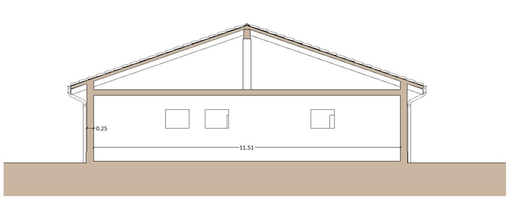Fig. Sezione strutturale dell edificio oggetto di intervento - Rapporto distanza/spessore: 11.51 / 0.