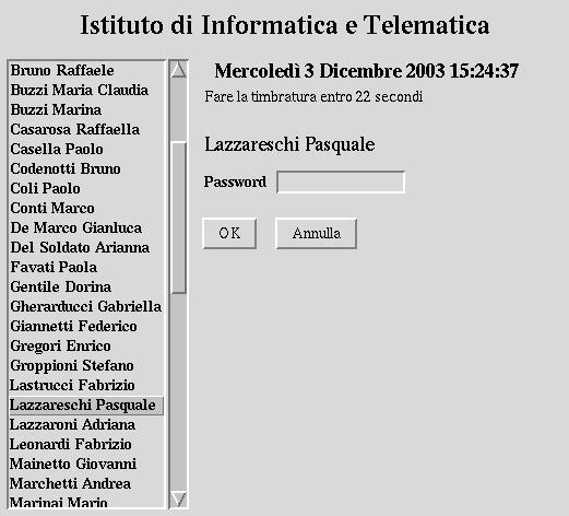 Da notare la scritta Fare la timbratura entro xx secondi, normalmente ci sono 40 secondi per scrivere la password.