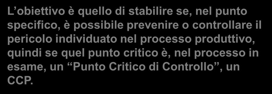 Il controllo in questa fase è necessario per la salubrità/sicurezza del prodotto? 3. Questa fase è specificatamente prevista per eliminare il pericolo o ridurlo ad un livello accettabile? 4.