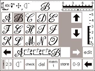 42 47) Memorizzazione del monogramma la combinazione di monogrammi nella memoria è possibile la distanza tra le lettere viene programmata con le 16 direzioni di cucito (usare il
