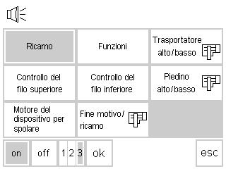 segnale acustico premere il riquadro desiderato (p.e. punti decorativi) premere il riquadro «on» premere il riquadro dei numeri, finché la quantità desiderata dei segnali mostra lo sfondo grigio