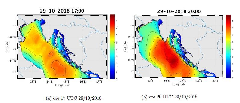 variazione di pressione tra le porzioni distali del bacino di quasi 16 hpa; questo delta barico ha favorito l' innesco di venti dal secondo quadrante di notevole intensità. In alto Adriatico (Fig.