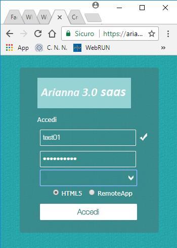 2) CONNESSIONE TRAMITE BROWSER HTML 5 PRO: In mobilità per lavorare è sufficiente un browser, senza distinzione del sistema operativo che lo sta eseguendo (ad esempio ios, Linux, ecc.). Non viene scaricato nulla sul dispositivo locale.