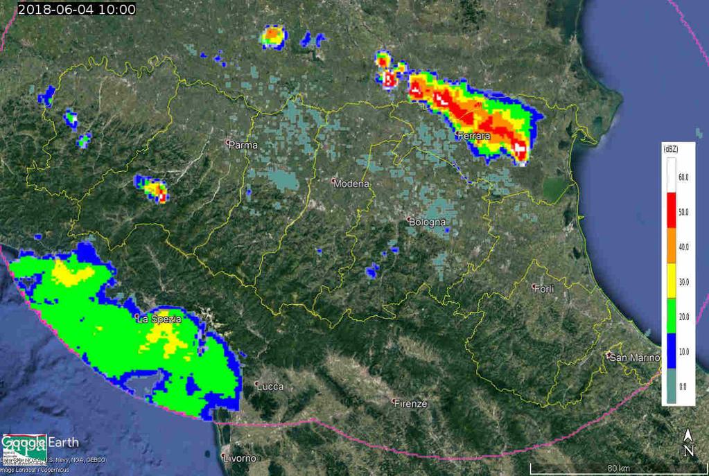 2. Analisi dell evoluzione alla mesoscala sull Emilia-Romagna Nelle prime ore del 4 giugno, una serie di temporali interessano l Appennino