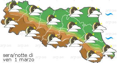 bollettino meteo regionale regional weather forecast Stato del tempo: lungo i rilievi.