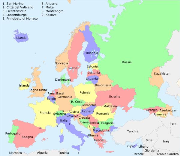 L Europa oggi Ma quanti Stati sono? Qui nella carta ce ne sono 50, ma su molti libri gli Stati europei sono 44.