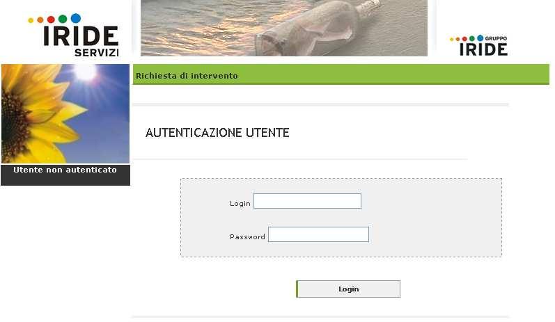 3.2 Accesso all applicazione Sulla nuova pagina inserire la propria username e la password comunicata via e-mail da Iride Servizi.