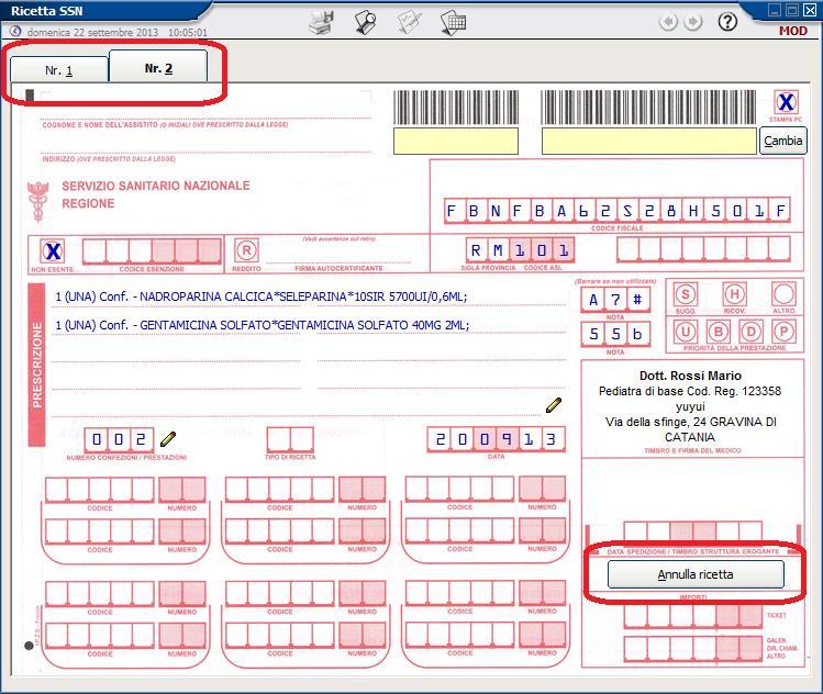 Riprova invio In questo caso verrà riprovato l invio delle ricette Stampa Selezionando questa voce, solo la ricetta che presenterà anomalie verrà stampata su formato SSN (ricetta rossa); N.B.