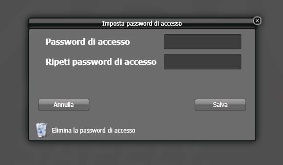 accesso (Fig.10), si configura la relativa password che protegge l accesso al software.