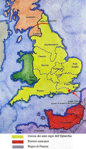I Normanni in Inghilterra Quando il re anglosassone Edoardo il Confessore morì nel 1066 senza lasciare figli o eredi diretti, il trono