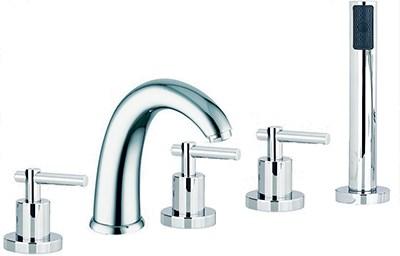 EF.300 Bordo vasca 5 fori. Five-hole deck-mounted bath shower mixer with spout.