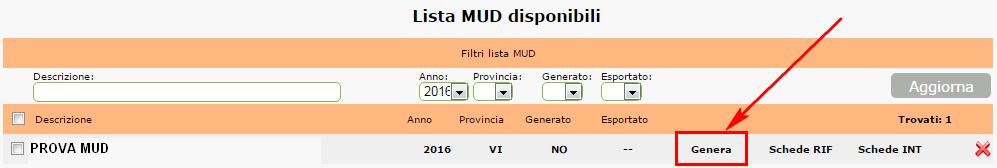 10.2 Generazione MUD 2018 Per generare il MUD 2018 bisogna visualizzare la lista MUD