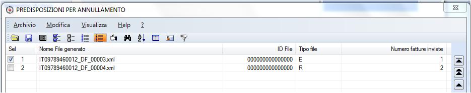 l'invio è stato effettuato tramite le funzioni di trasmissione integrate nella procedura oppure tramite il portale Web Fatture e Corrispettivi dell'ade (in questo caso la colonna ID File conterrà