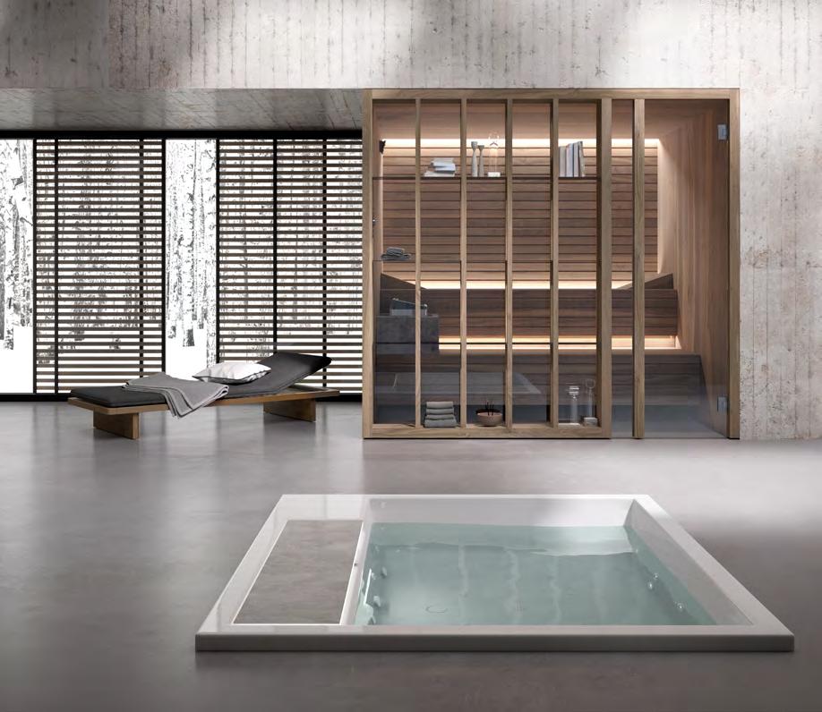 Yoku S (Canaletto walnut) + WaterSuite bath Yoku S (Noce Canaletto) + Vasca WaterSuite Yoku is a modular sauna whose name, and inspiration, comes from a particular branch of Japanese natural medicine