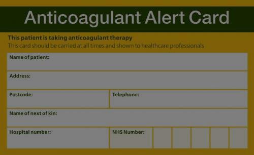Alert cards Tutti i pazienti in trattamento con NAO dovrebbero essere dotati di