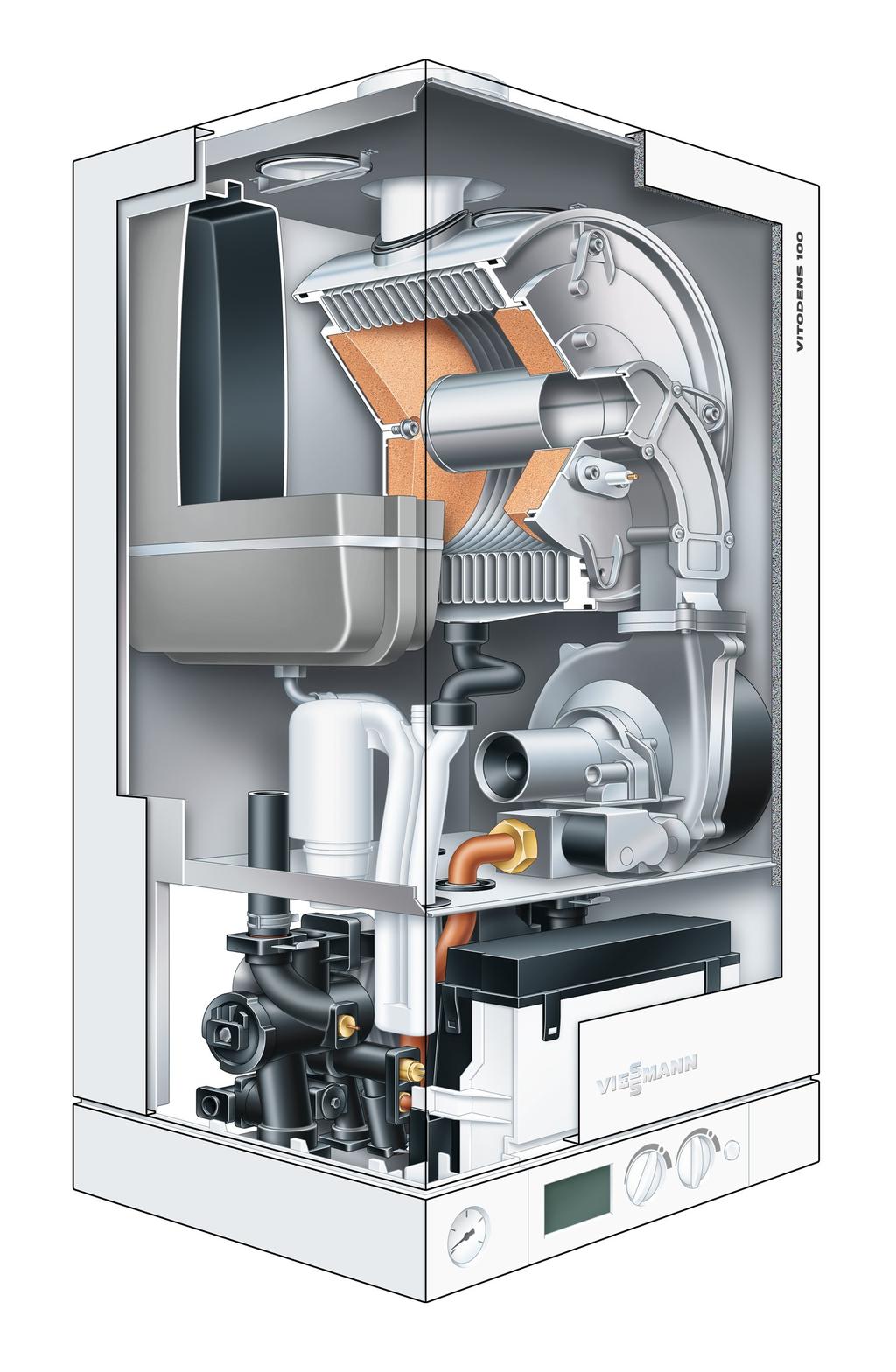 Descrizione del prodotto : VITODENS 100-W WB1B Vitodens 100-W WB1B è una caldaia murale a gas a condensazione, versione con produzione integrata istantanea di acqua calda sanitaria; il generatore è