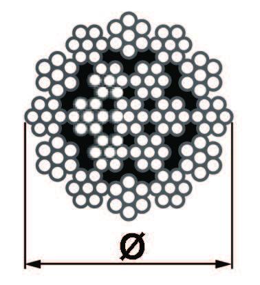 Fune acciaio, anima acciaio, antigirevole Wire rope, steel soul, not revolting Articolo Code 101306 101307 Ø N Fili N Wires Trattamento Treatment Peso Weight kg/m Carico di rottura Tensil strenght kg