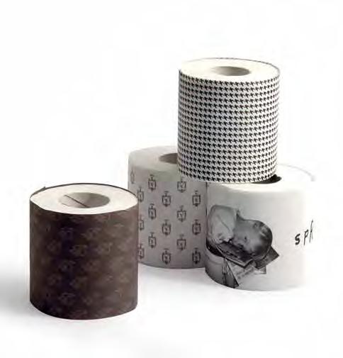 paper roll Ø 9,84" adesive label Details: 2-ply, with soldering on the border, 250 sheets, tissue paper available in several colours LB15660 Carta igienica Biotech fascettata Wrapped Biotech toilet