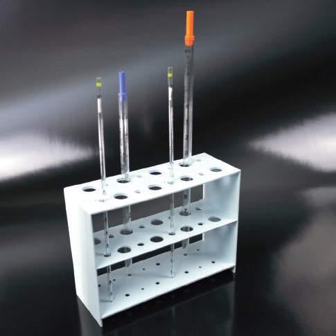 SEROLOGICAL PIPETTES - ACCESSORIES ACCESSORI PER PIPETTE SIEROLOGICHE VERTICAL PIPETTES HOLDER PORTAPIPETTE VERTICALE In polypropylene, with 3 levels, it can contain 16 pipettes (n.