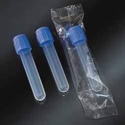 a vite  In polipropilene, non graduate, con tappo a vite che ne garantisce la perfetta tenuta. TEST TUBES AND STOPPERS / PROVETTE E TAPPI Vol. 5 ml. Ø 12 x 75 mm. RCF max = 5,000 g. Autoclavable. Vol. 5 ml. Ø 12 x 75 mm. RCF max = 5.000 g. Autoclavabili.