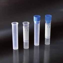 BOTTOM CYLINDRICAL TEST TUBES PROVETTE CILINDRICHE FONDO PIATTO DA 5 ML Polystyrene test tubes, graduated, with rim. Vol. 5 ml. Ø 16 x 60 mm.