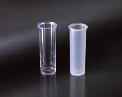 TEST TUBES WITH PRESSURE CAP PROVETTE CON TAPPO A PRESSIONE 4 ML FLAT BOTTOM CYLINDRICAL TEST TUBES PROVETTE CILINDRICHE FONDO PIATTO DA 4 ML Graduated, with rim.