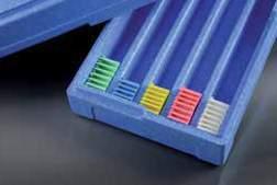 BLOCKS AND SLIDES STORAGE BO CONTENITORE PER ARCHIVIAZIONE BLOCCHETTI E VETRINI In blue colour styro foam, with lid. It can contain up to 460 blocks or up to 1500 slides.
