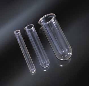 SPECIAL USE TEST TUBES PROVETTE PER USI SPECIALI Transparent, non graduated, with rim, autoclavable, resistant to acids, to concentrated solvents and to temperatures up to +180 C.