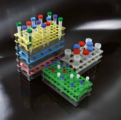 ACCESSORIES FOR TEST TUBES ACCESSORI PER PROVETTE In polypropylene, autoclavable, stackable, dimensions 235 x 110 x 75 mm.