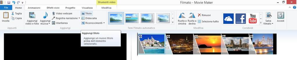 DIDASCALIE E RICONOSCIMENTI FINALI Quanto già detto sull inserimento di un Titolo vale anche per l inserimento di Didascalie (= porzioni di testo visualizzate su foto o video).