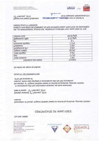 Parametri della qualità del fertilizzante organico granulato POLYMEGRAN L umidità totale... non più di 12,0 % Il componente organico... non meno di 80,0 % L azoto (N)... 4,0 5,0 % Il fosforo (P).