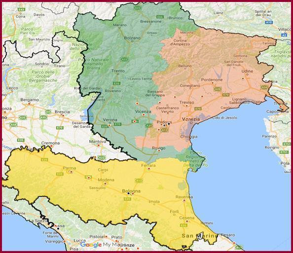 Emilia-Romagna SEDE: BOLOGNA #Centri: 7 PMI+5 ENTI Veneto-Ovest e Trentino SEDE: VICENZA #Centri: 7 PMI+4 ENTI Friuli