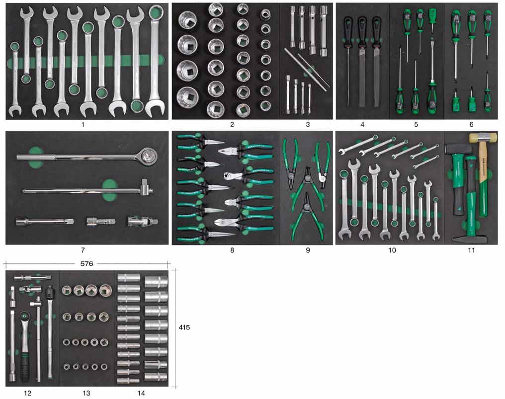 Assortimento utensili 7 cassetti -143 utensili In polietilene a bassa densità espanso
