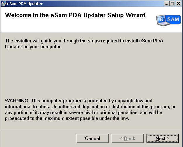 Guida all installazione esam PDA Salvare entrambi I files sul desktop del vostro PC Accendere