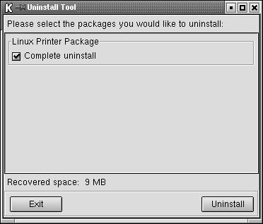 2 Nella finestra Linux Printer Configuration, selezionare il comando Uninstall dal menu File. 3 Viene visualizzata la finestra Administrator Login.