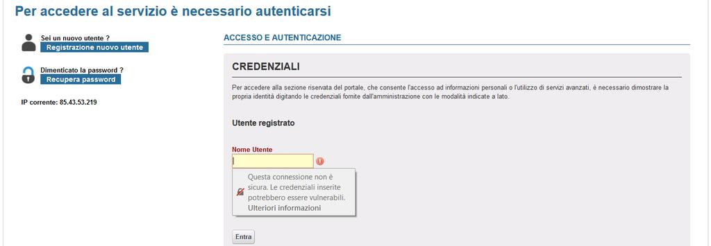 A sinistra della pagina dovrete cliccare su Registrazione nuovo utente.