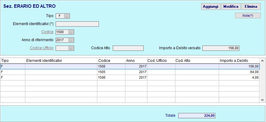 Cessione o Recesso, che preveda il versamento di importi. Viene generato in automatico dal programma.