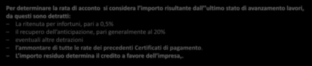 riscontrasse irregolarità dal certificato di pagamento tratterrà l importo corrispondente all inadempienza e la stessa stazione appaltante pagherà direttamente agli enti previdenziali ed