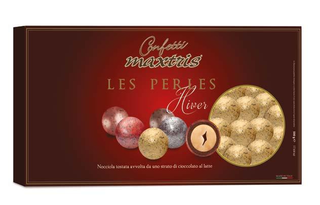 Dragees Box Confezione 00g Les Perles Hiver Confezione 500g les perles bronzo Nocciola tostata avvolta da uno strato di cioccolato al