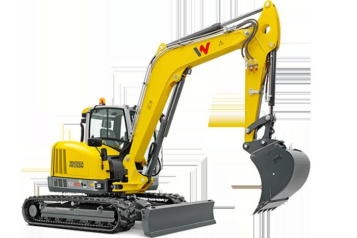 EZ 80 Escavatori Cingolati Zero Tail Il design compatto incontra prestazioni potenti Il modello EZ80 è l'escavatore Zero Tail più grande di Wacker Neuson.