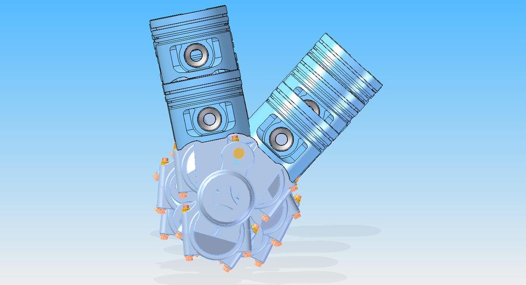 Assemblaggio albero con pistoni Per avere un idea del dimensionamento del basamento si sono