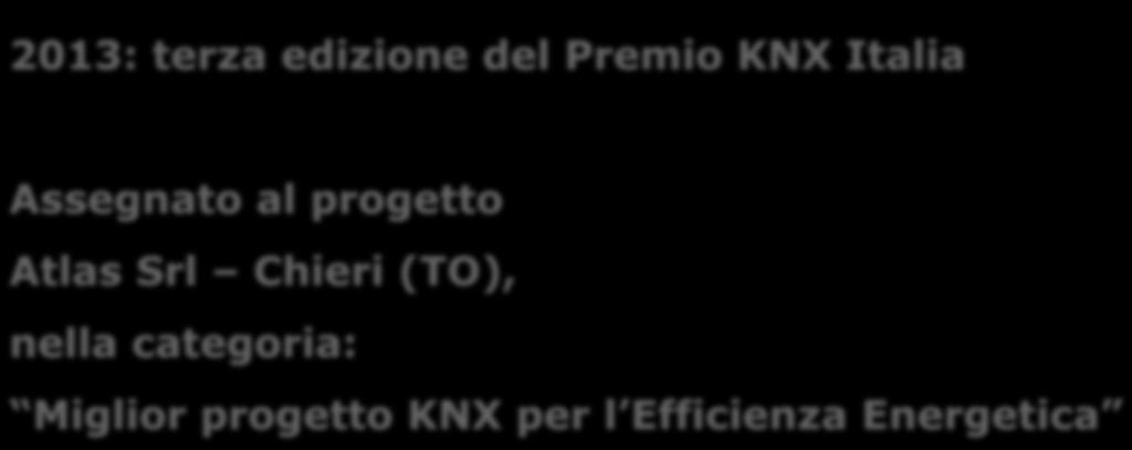 Garanzia di efficienza 2013: terza edizione del Premio KNX Italia Assegnato al progetto Atlas Srl