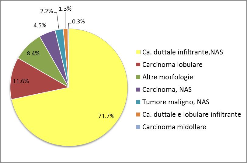 Tumore della mammella -DISTRIBUZIONE ISTOLOGICA- CASISTICA RTV % Carcinoma