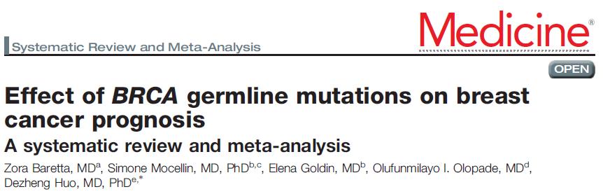 Tumore della mammella BRCA correlato - SOPRAVVIVENZA - The prognostic role of BRCA germline mutational status in breast cancer patients is unclear BRCA1 mutation carriers have worse OS than